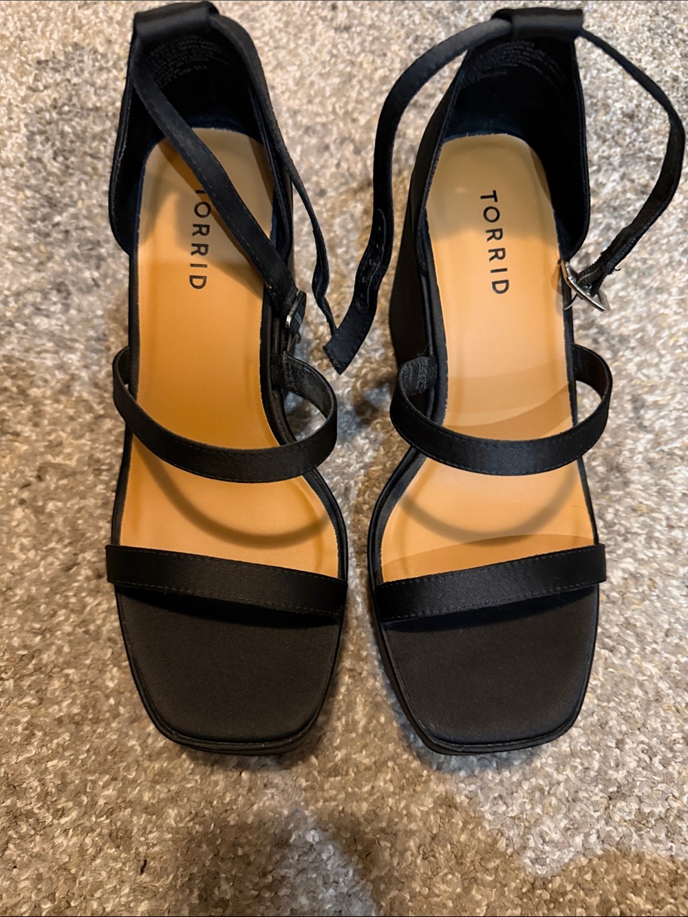 torrid Black Strappy Ankle-Tie Block Heels